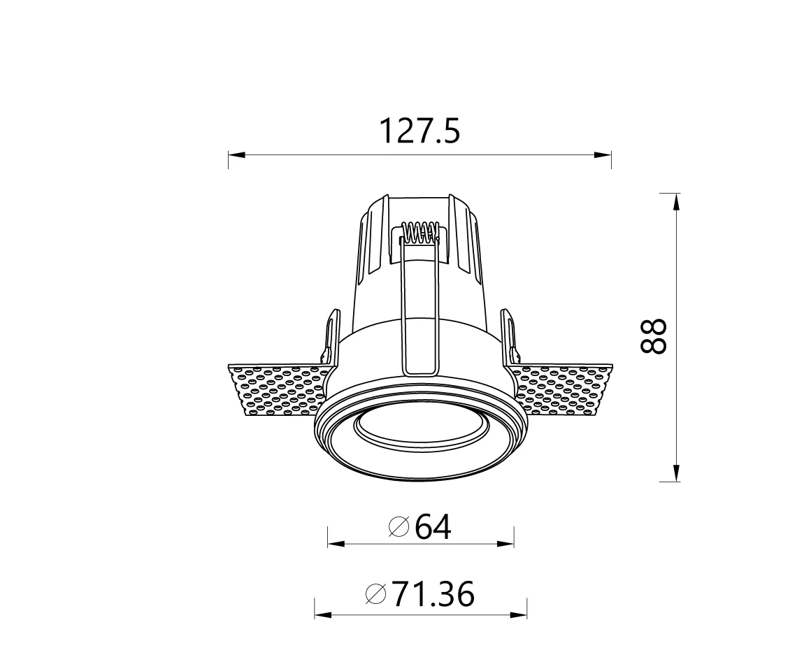 ADL S Trimless Downlight dimensions