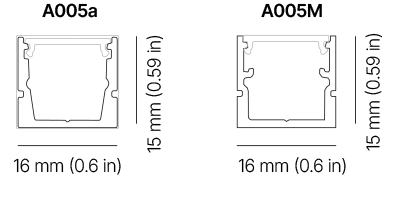 Architape A005M Indoor Luminaire dimensions